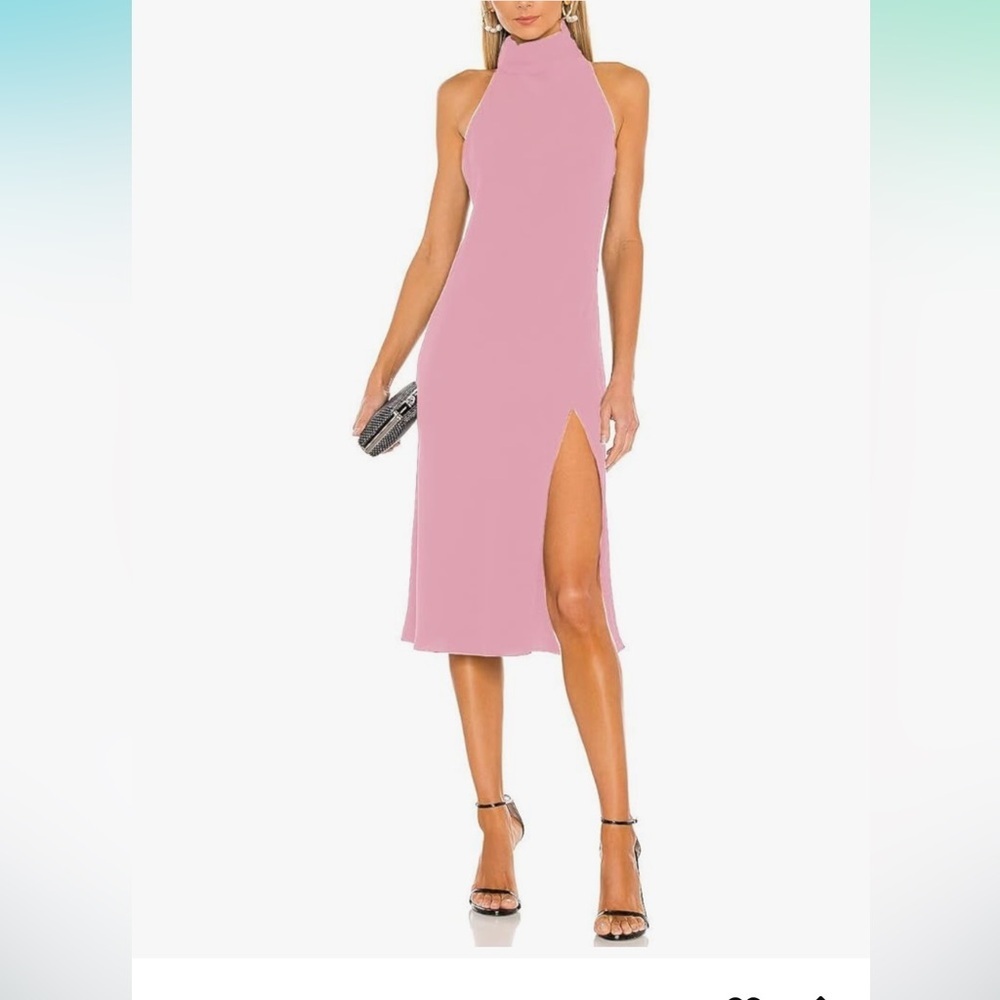 NWT Elegant Pinkish/purple Halter Dress w/side slit size 12-14
